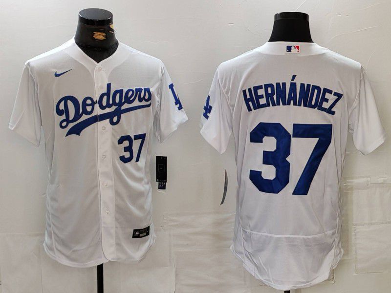 Men Los Angeles Dodgers #37 Hernandez White Nike Elite 2024 MLB Jersey style 7263